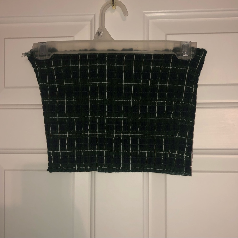 Green and Navy plaid sleeveless top